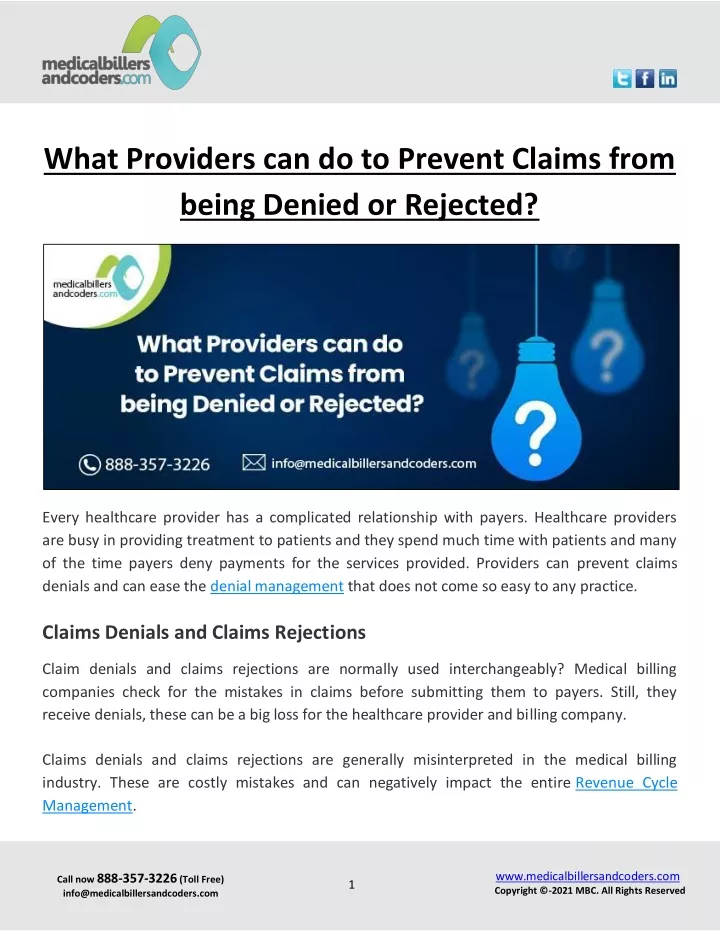 PPT What Providers can do to Prevent Claims from being Denied or