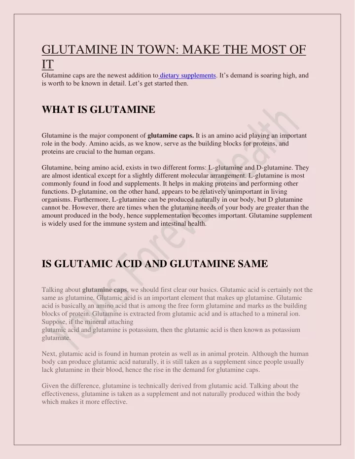 glutamine in town make the most of it glutamine