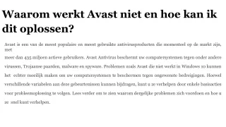 Waarom werkt Avast niet en hoe kan ik dit oplossen_