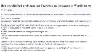 Hoe het oEmbed-probleem van Facebook en Instagram in WordPress op te lossen