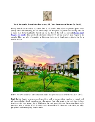 Royal Karhandla Resort is the Best among All Other Resorts near Nagpur for Family