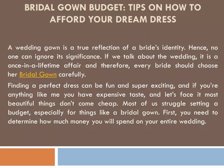 bridal gown budget tips on how to afford your dream dress