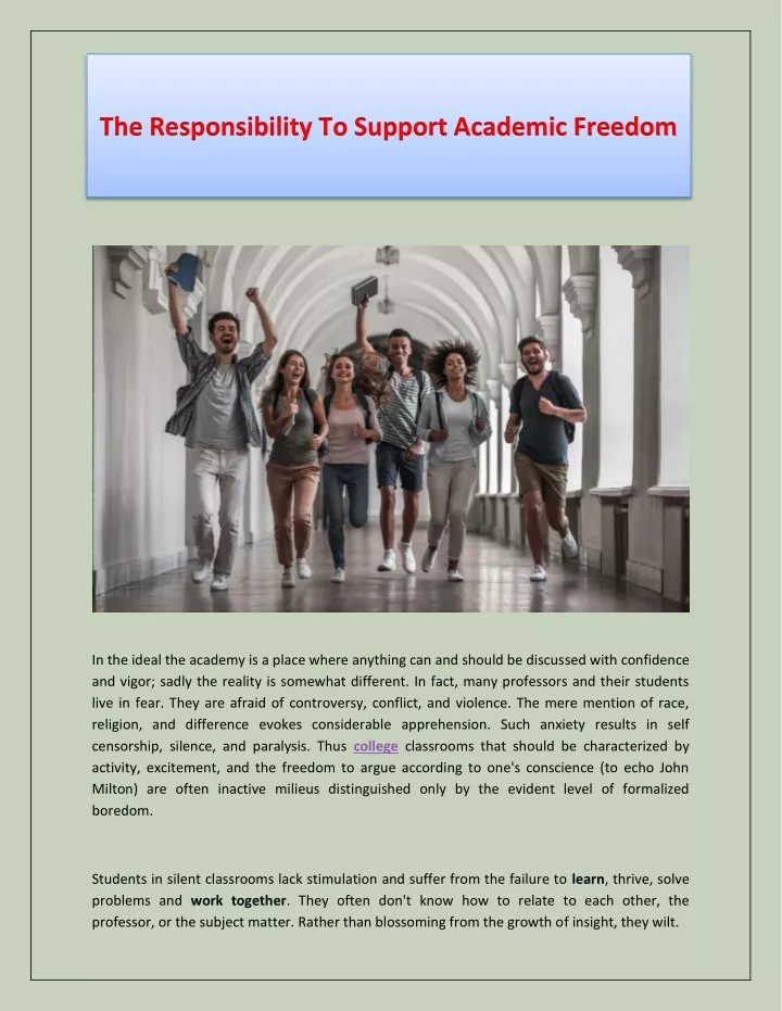 the responsibility to support academic freedom