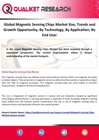 Global Magnetic Sensing Chips Market Size, Trends and Growth Opportunity, By Technology, By Application, By End User