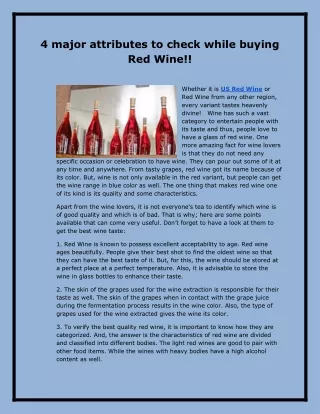 4 major attributes to check while buying Red Wine