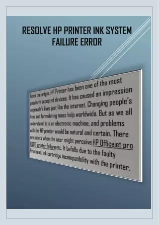 How to Resolve HP Printer Ink System Failure