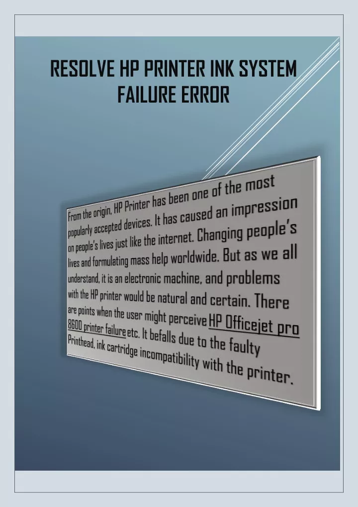 resolve hp printer ink system failure error