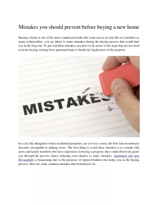 mistakes you should prevent before buying