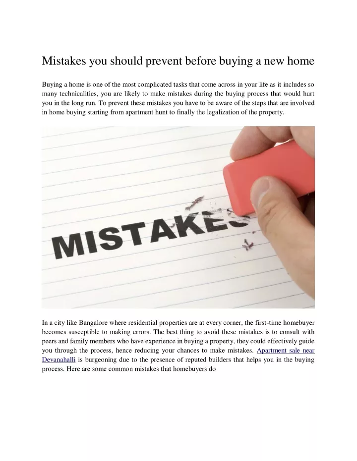 mistakes you should prevent before buying