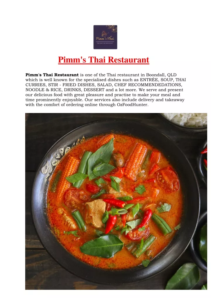 PPT - 5% Off - Pimm's Thai Restaurant Boondall Menu, QLD PowerPoint ...