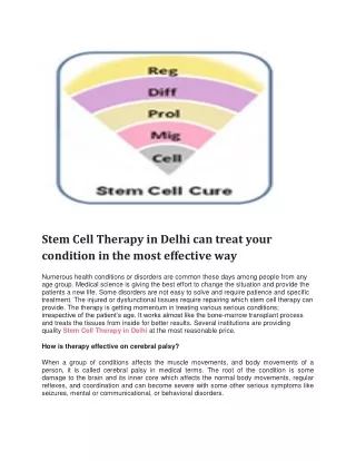 Stem Cell Therapy in Delhi
