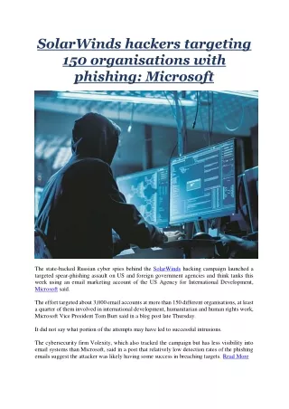 solarwinds hackers targeting 150 organisations