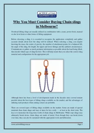 why you must consider buying chain slings