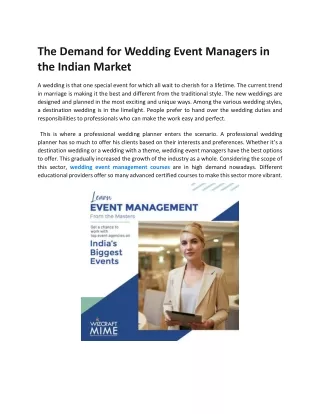 The Demand for Wedding Event Managers in the Indian Market