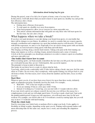 information about boxing bag for gym
