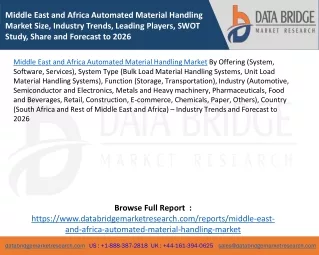 Middle East and Africa Automated Material Handling Market Size, Industry Trends, Leading Players, SWOT Study, Share and