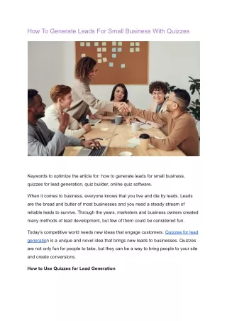 how to generate leads for small business with