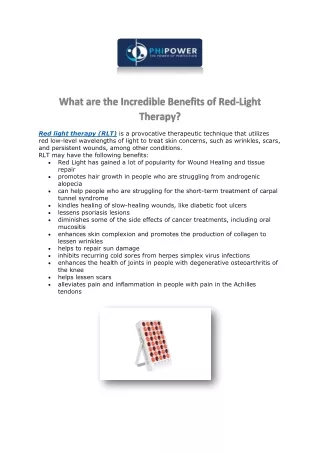 What are the Incredible Benefits of Red-Light Therapy?