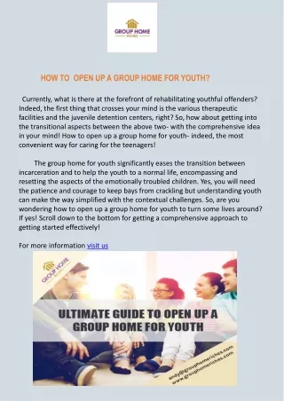 how to open up a group home for youth