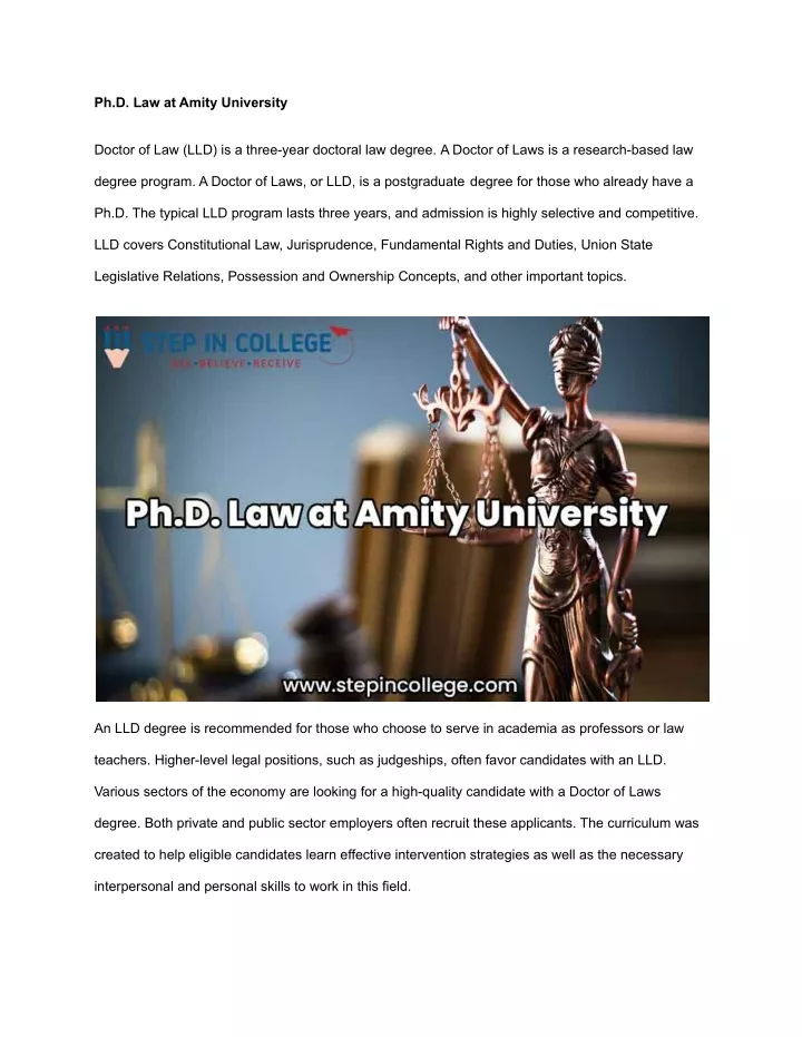 ph d law at amity university