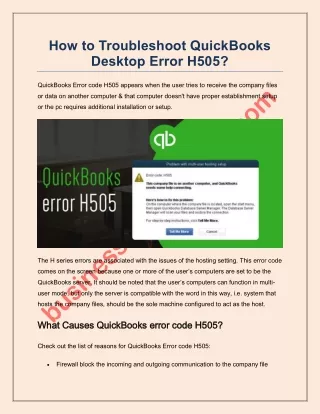 how to troubleshoot quickbooks desktop error h505