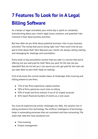 7 features to look for in a legal billing software