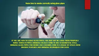 know how to smoke correctly using glass pipes