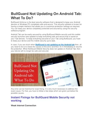 bullguard not updating on android tab what to do