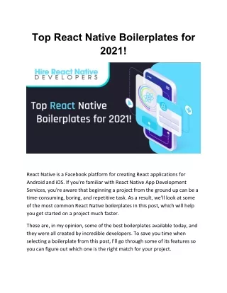 Top React Native Boilerplates for 2021!