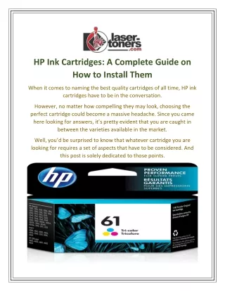Affordable HP Ink Cartridges In USA | Laser Toners | Buy Now