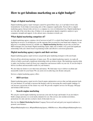 how to get fabulous marketing on a tight budget