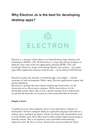 why electron js is the best for developing