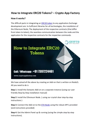 how to integrate erc20 tokens crypto app factory