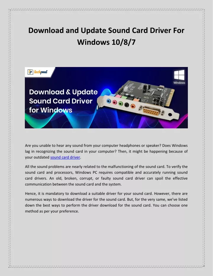 download and update sound card driver for windows