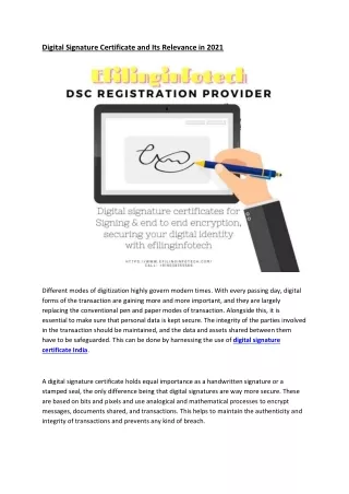 digital signature certificate and its relevance
