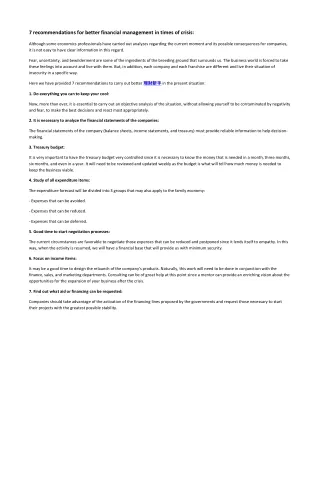 7 recommendations for better financial management