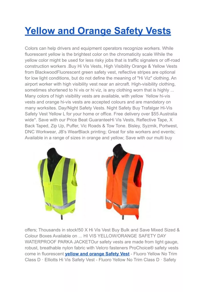 yellow and orange safety vests
