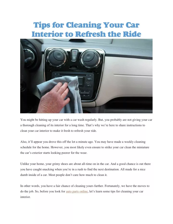 tips for cleaning your car interior to refresh
