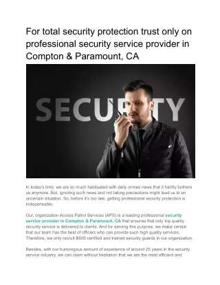 for total security protection trust only