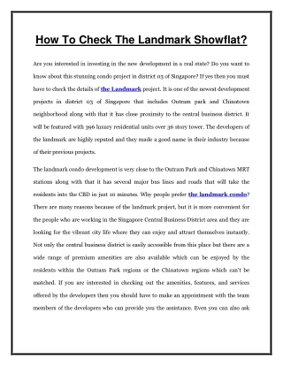 how to check the landmark showflat