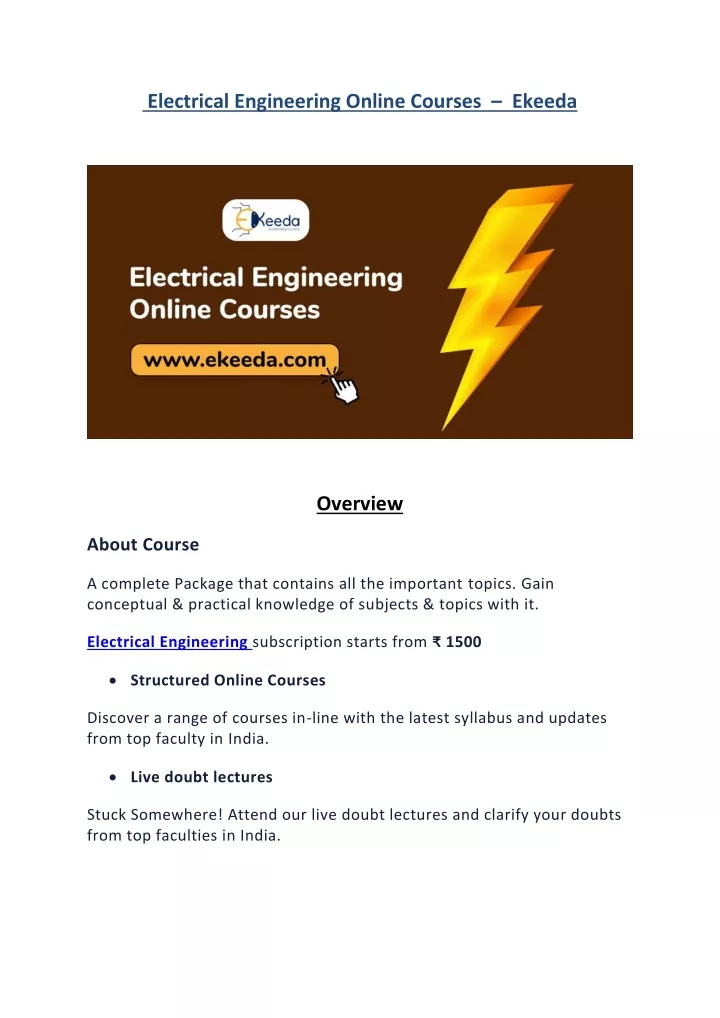 electrical engineering online courses ekeeda