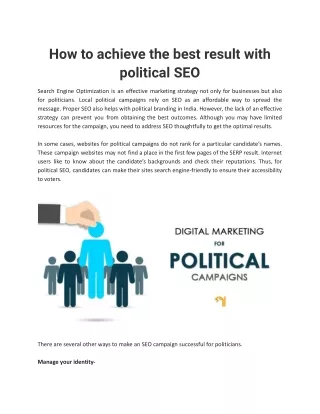 How to achieve the best result with political SEO ?