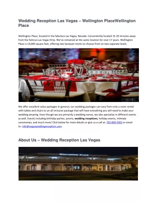 Wedding Reception Las Vegas – Wellington PlaceWellington Place