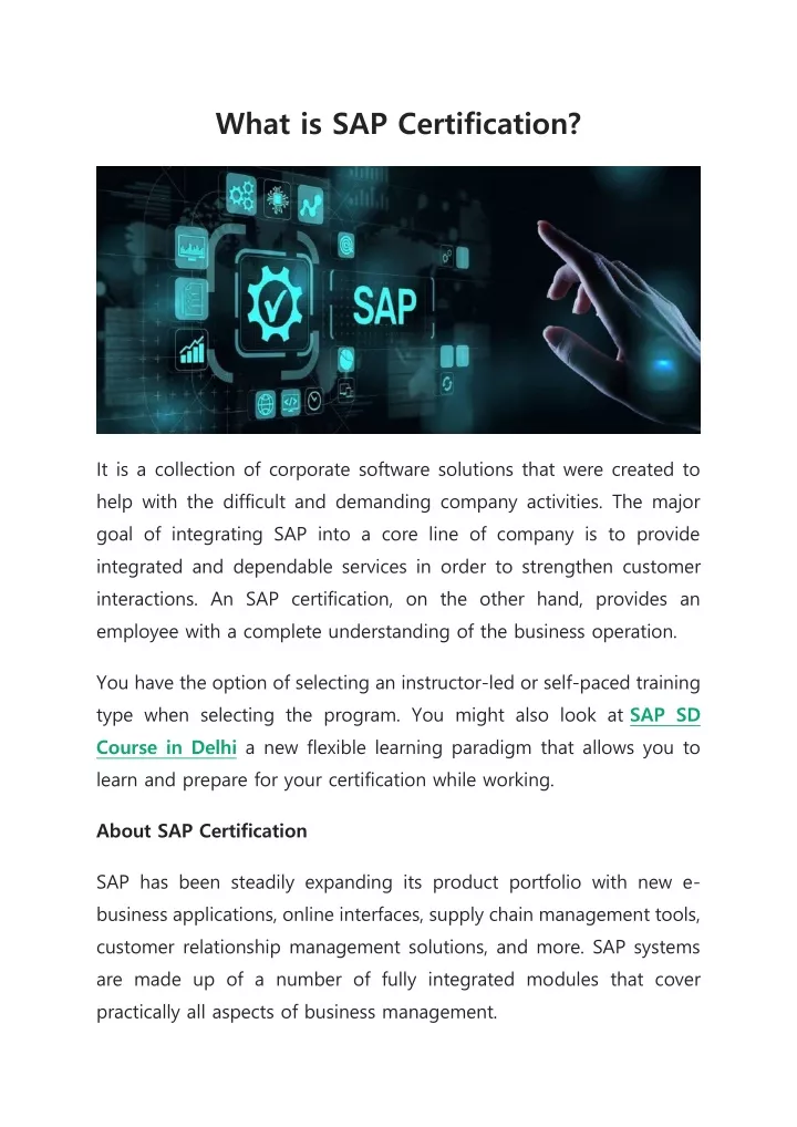 what is sap certification