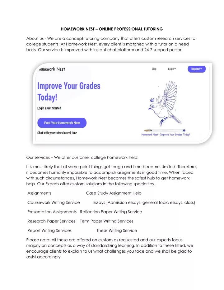 homework nest online professional tutoring