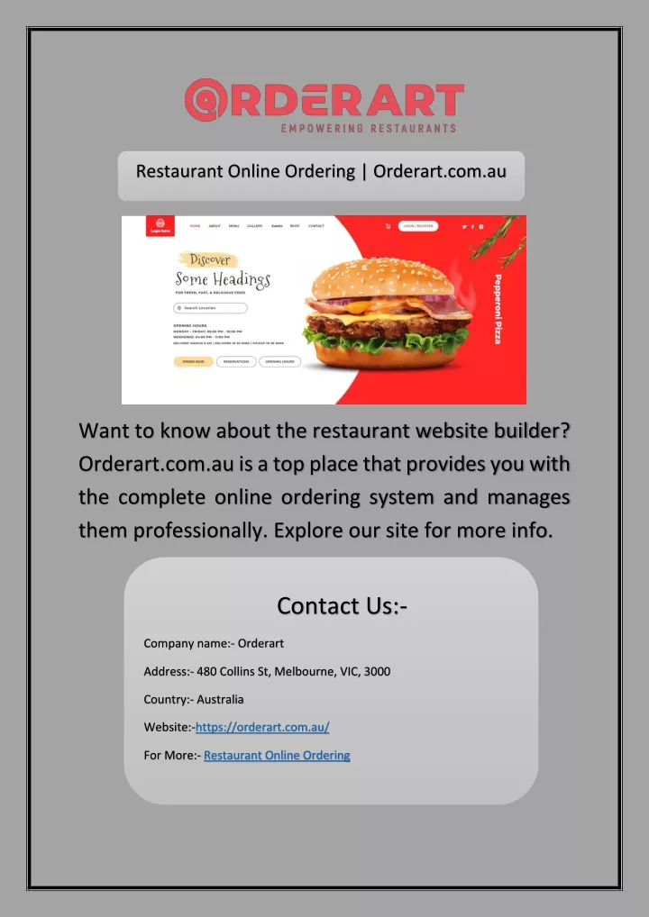 restaurant online ordering orderart com au
