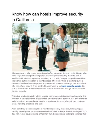 know how can hotels improve security in california