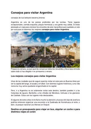 Luis Belisario Becerra Jimenez Consejos para visitar Argentina