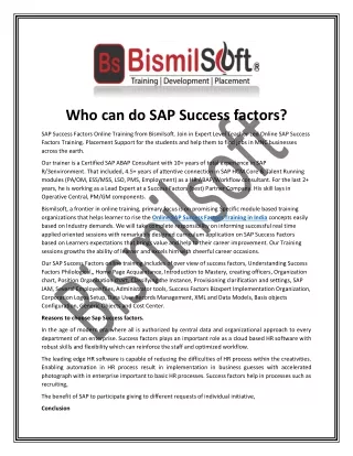 Who can do SAP Success factors PDF SUB