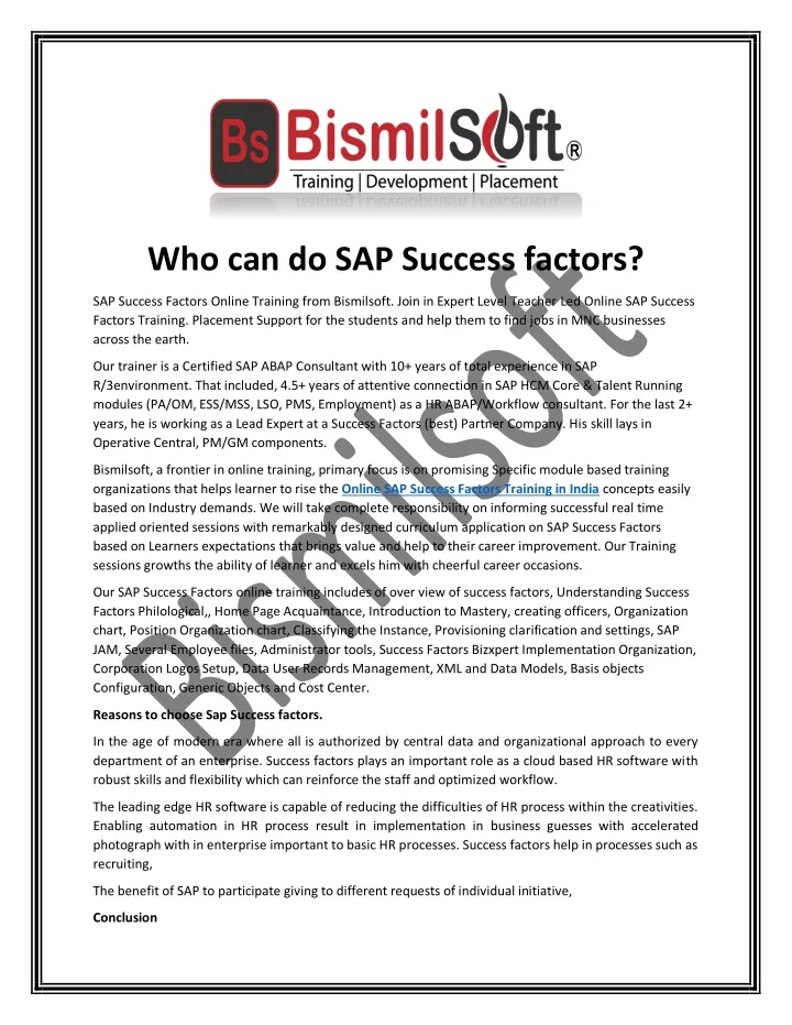 who can do sap success factors